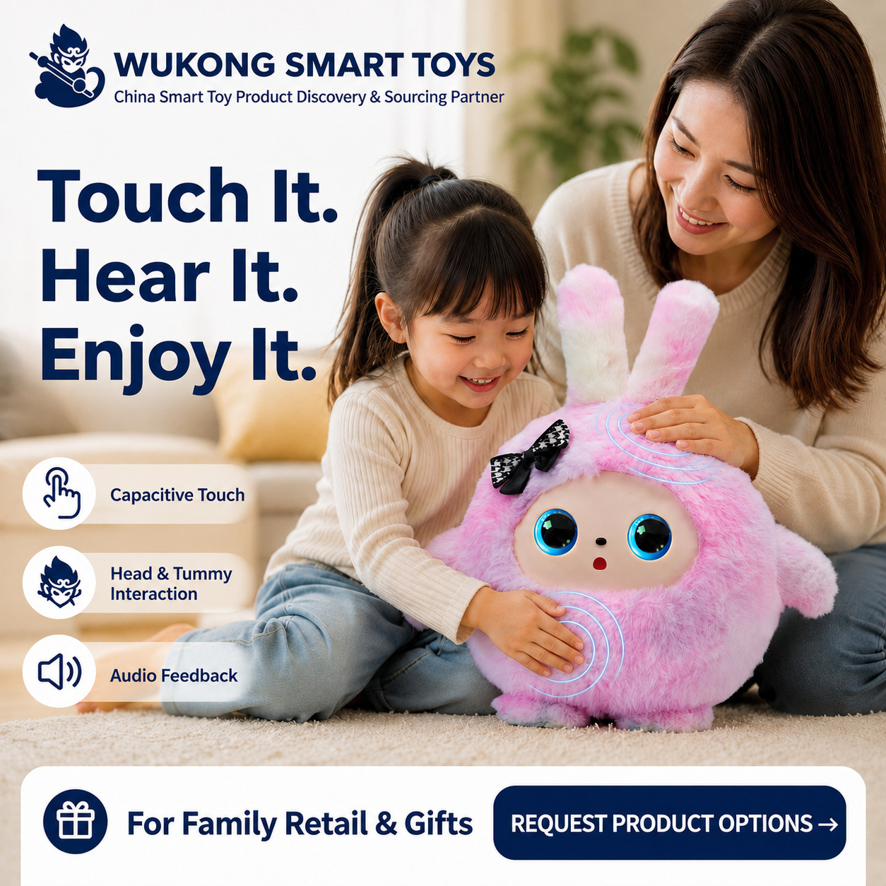 AI plush family interaction scene